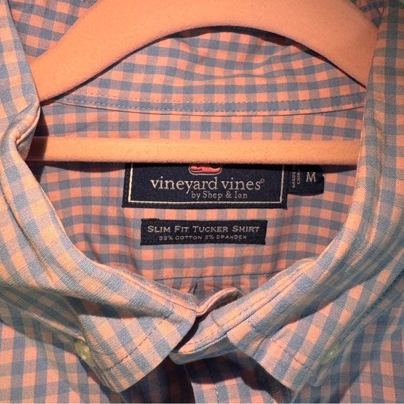 Vineyard Vines Slim Fit Tucker Shirt | Pink & Blue Gingham | Size Medium - Picture 5 of 5